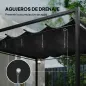 Pérgola de Jardín 3x3 m con Techo Retráctil y Cortinas Protección UV30+ Estructura Metálica para Patio Terraza Gris