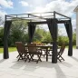 Pérgola de Jardín 3x3 m con Techo Retráctil y Cortinas Protección UV30+ Estructura Metálica para Patio Terraza Gris