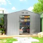 Cobertizo de Jardín Exterior 4,9 m² 277x195x192 cm con Puerta Corredera Ventilación y Kit de Fundación Gris