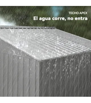 Cobertizo de Jardín Exterior 4,9 m² 277x195x192 cm con Puerta Corredera Ventilación y Kit de Fundación Gris