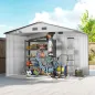 Cobertizo de Jardín Exterior 4,9 m² 277x195x192 cm con Puerta Corredera Ventilación y Kit de Fundación Gris