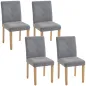 Pack de 4 Sillas de Comedor Respaldo Alto Tapizadas en Pana Asiento Acolchado Patas de Madera para Salón Gris