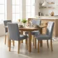 Pack de 4 Sillas de Comedor Respaldo Alto Tapizadas en Pana Asiento Acolchado Patas de Madera para Salón Gris