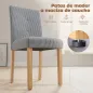 Pack de 4 Sillas de Comedor Respaldo Alto Tapizadas en Pana Asiento Acolchado Patas de Madera para Salón Gris