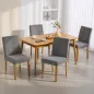 Pack de 4 Sillas de Comedor Respaldo Alto Tapizadas en Pana Asiento Acolchado Patas de Madera para Salón Gris
