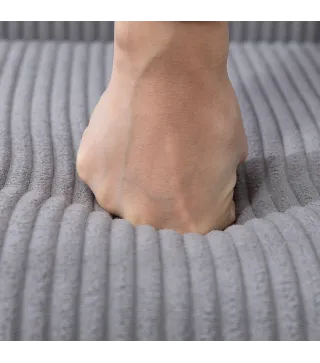 Pack de 4 Sillas de Comedor Respaldo Alto Tapizadas en Pana Asiento Acolchado Patas de Madera para Salón Gris