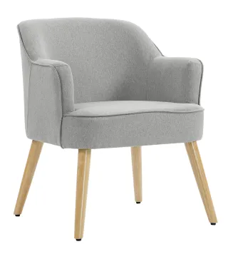 Butaca de Salón Moderna Sillón Tapizado en Lino Sintético Patas de Madera para Dormitorio Oficina 64,5x65x79,5 cm Crema