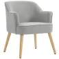 Butaca de Salón Moderna Sillón Tapizado en Lino Sintético Patas de Madera para Dormitorio Oficina 64,5x65x79,5 cm Crema