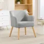 Butaca de Salón Moderna Sillón Tapizado en Lino Sintético Patas de Madera para Dormitorio Oficina 64,5x65x79,5 cm Crema