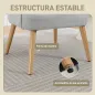 Butaca de Salón Moderna Sillón Tapizado en Lino Sintético Patas de Madera para Dormitorio Oficina 64,5x65x79,5 cm Crema