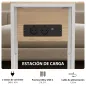 Mesa Auxiliar para Sofá con Encimera Plegable y Estación de Carga Forma de C para Salón Blanco y Natural