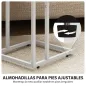 Mesa Auxiliar para Sofá con Encimera Plegable y Estación de Carga Forma de C para Salón Blanco y Natural