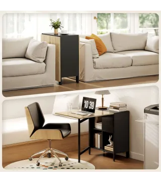 Mesa Plegable de Comedor con Alas Abatibles 4 Compartimentos 3 Formas para Cocina Salón 169x60x75 cm Natural Oscuro