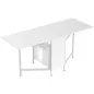 Mesa Plegable de Comedor con Alas Abatibles 4 Compartimentos 3 Formas para Cocina Salón 169x60x75 cm Blanco