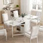 Mesa Plegable de Comedor con Alas Abatibles 4 Compartimentos 3 Formas para Cocina Salón 169x60x75 cm Blanco
