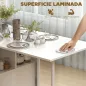 Mesa Plegable de Comedor con Alas Abatibles 4 Compartimentos 3 Formas para Cocina Salón 169x60x75 cm Blanco