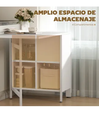 Mesa Plegable de Comedor con Alas Abatibles 4 Compartimentos 3 Formas para Cocina Salón 169x60x75 cm Blanco