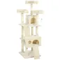 Árbol Rascador para Gatos Árbol para Gatos 153 cm con 2 Cuevas 3 Camas 2 Rampas Postes de Sisal Ratones Colgantes Crema