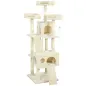 Árbol Rascador para Gatos Árbol para Gatos 153 cm con 2 Cuevas 3 Camas 2 Rampas Postes de Sisal Ratones Colgantes Crema