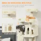 Árbol Rascador para Gatos Árbol para Gatos 153 cm con 2 Cuevas 3 Camas 2 Rampas Postes de Sisal Ratones Colgantes Crema