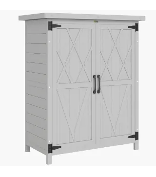 Caseta de Jardín de Madera 75x40x90 cm Armario para Almacenaje de Herramientas con 4 Estantes 2 Puertas Gris