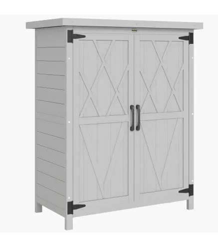 Caseta de Jardín de Madera 75x40x90 cm Armario para Almacenaje de Herramientas con 4 Estantes 2 Puertas Gris