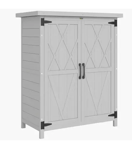 Caseta de Jardín de Madera 75x40x90 cm Armario para Almacenaje de Herramientas con 4 Estantes 2 Puertas Gris