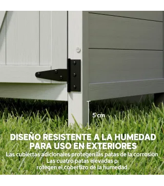 Caseta de Jardín de Madera 75x40x90 cm Armario para Almacenaje de Herramientas con 4 Estantes 2 Puertas Gris