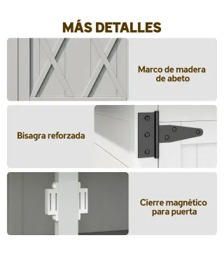 Caseta de Jardín de Madera 75x40x90 cm Armario para Almacenaje de Herramientas con 4 Estantes 2 Puertas Gris