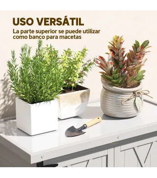 Caseta de Jardín de Madera 75x40x90 cm Armario para Almacenaje de Herramientas con 4 Estantes 2 Puertas Gris