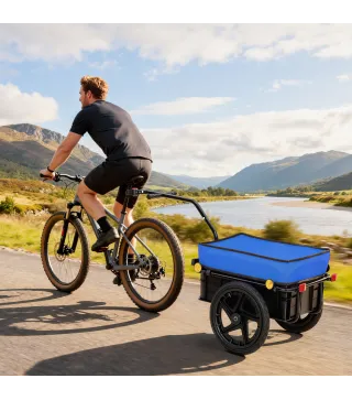 Remolque de Bicicleta 40 kg Cubierta de Tela Oxford con Reflectores y Marco de Acero 144x59x80 cm Azul