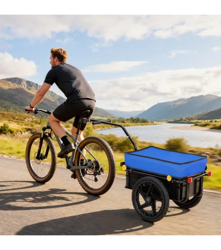 Remolque de Bicicleta 40 kg Cubierta de Tela Oxford con Reflectores y Marco de Acero 144x59x80 cm Azul