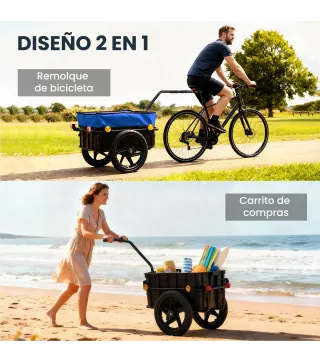 Remolque de Bicicleta 40 kg Cubierta de Tela Oxford con Reflectores y Marco de Acero 144x59x80 cm Azul
