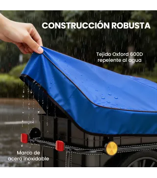 Remolque de Bicicleta 40 kg Cubierta de Tela Oxford con Reflectores y Marco de Acero 144x59x80 cm Azul