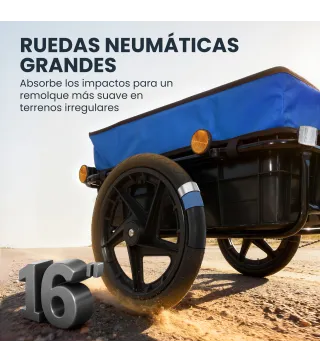 Remolque de Bicicleta 40 kg Cubierta de Tela Oxford con Reflectores y Marco de Acero 144x59x80 cm Azul