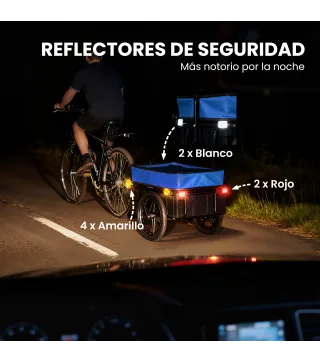 Remolque de Bicicleta 40 kg Cubierta de Tela Oxford con Reflectores y Marco de Acero 144x59x80 cm Azul