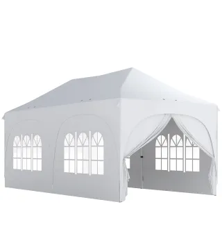 Carpa Plegable 6x3 m Pop-up con 4 Laterales Desmontables Altura Ajustable y Bolsa de Transporte Gris Claro