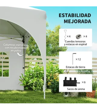 Carpa Plegable 6x3 m Pop-up con 4 Laterales Desmontables Altura Ajustable y Bolsa de Transporte Gris Claro