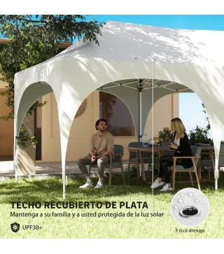 Carpa Plegable 6x3 m Pop-up con 4 Laterales Desmontables Altura Ajustable y Bolsa de Transporte Gris Claro