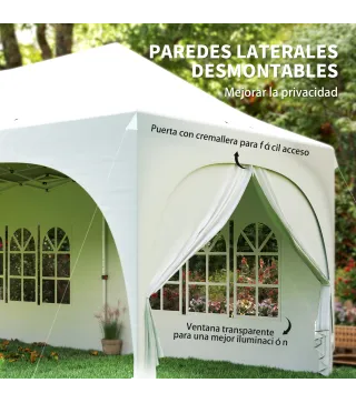 Carpa Plegable 6x3 m Pop-up con 4 Laterales Desmontables Altura Ajustable y Bolsa de Transporte Gris Claro