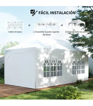Carpa Plegable 6x3 m Pop-up con 4 Laterales Desmontables Altura Ajustable y Bolsa de Transporte Gris Claro