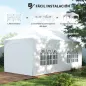 Carpa Plegable 6x3 m Pop-up con 6 Laterales Desmontables Altura Ajustable y Bolsa de Transporte Gris Claro