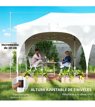 Carpa Plegable 6x3 m Pop-up con 4 Laterales Desmontables Altura Ajustable y Bolsa de Transporte Gris Claro