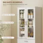 Alacena de Cocina con Puertas de Vidrio Cajón Estantes Ajustables para Comedor Salón 60x35x180 cm Blanco
