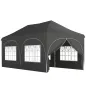 Carpa Plegable 6x3 m Pop-up con 6 Laterales Desmontables Altura Ajustable y Bolsa de Transporte Gris Oscuro