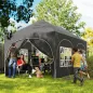 Carpa Plegable 6x3 m Pop-up con 6 Laterales Desmontables Altura Ajustable y Bolsa de Transporte Gris Oscuro
