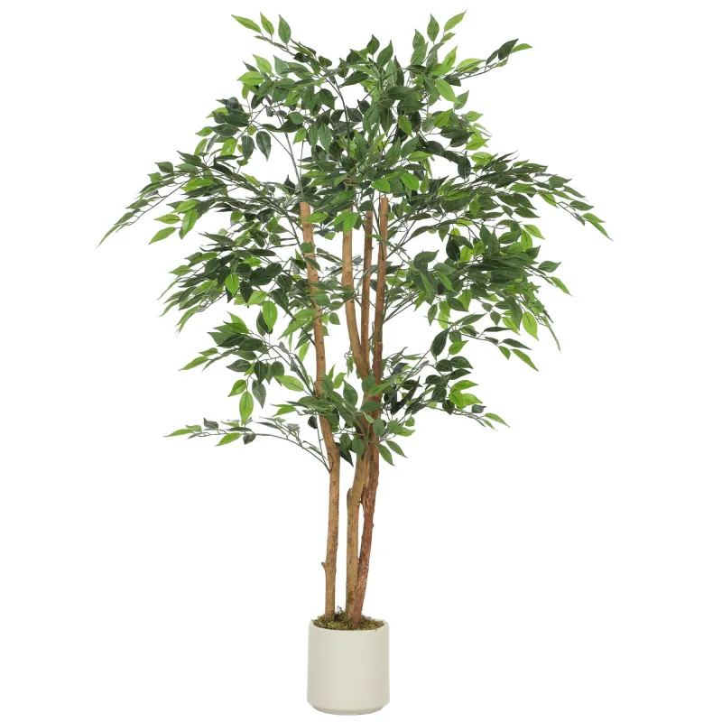 Ficus Artificial 150 cm Planta Artificial con 1116 Hojas y Maceta Planta Artificial Decorativa para Interior Verde