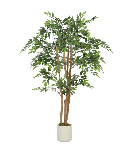 Ficus Artificial 150 cm Planta Artificial con 1116 Hojas y Maceta Planta Artificial Decorativa para Interior Verde