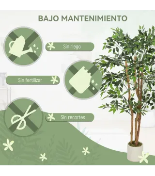 Ficus Artificial 150 cm Planta Artificial con 1116 Hojas y Maceta Planta Artificial Decorativa para Interior Verde