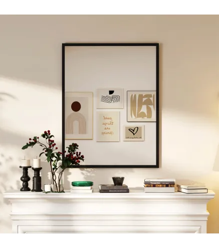 Espejo de Baño 70x90 cm Espejo de Pared Decorativo para Salón Entrada Pasillo Horizontal o Vertical Negro